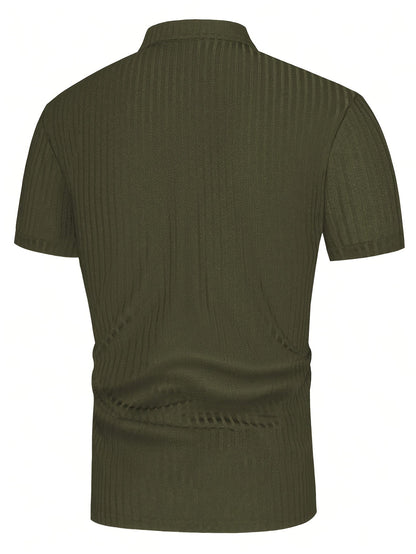 Men's Vintage Short Sleeve Polo Shirt - Soft Stretch Polyester - ayq