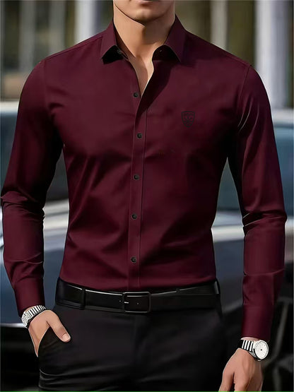Men's Casual Business Shirt Short Sleeve Polyester Top