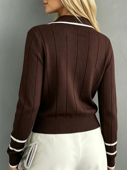 Women's Casual Zipper Half-Open Lapel Sweater Knitwear