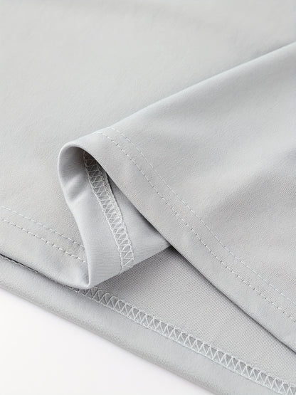 [Golf Apparel] Men's Classic White Shirt - Casual Summer Style with Short Sleeves, Zipper Collar, and Stretch Polyester Fabric - Perfect for Streetwear & Golf