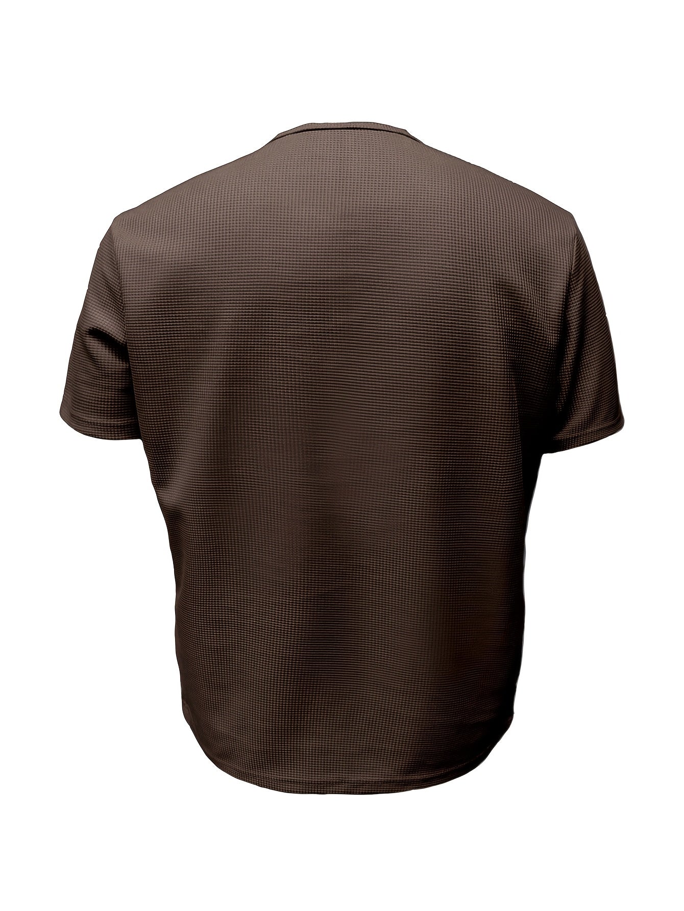 Men'S Long-Sleeve Henry Shirt in Knitted Waffle Style, Featuring Stylish Buttons And a Solid Color, Perfect for High-Quality Casual Outdoor Wear in Spring And Summer.