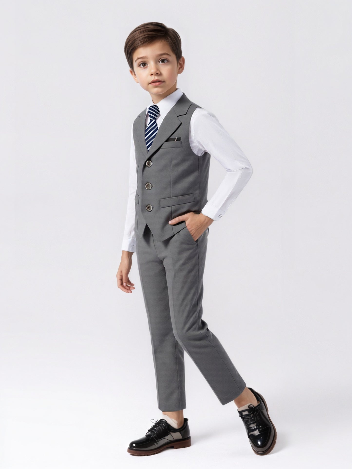Boys' Casual Suit Vest, Pants & Tie Set for Formal Occasions