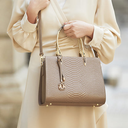Luxury Vintage Genuine Leather Women's Tote Bag with Adjustable Strap