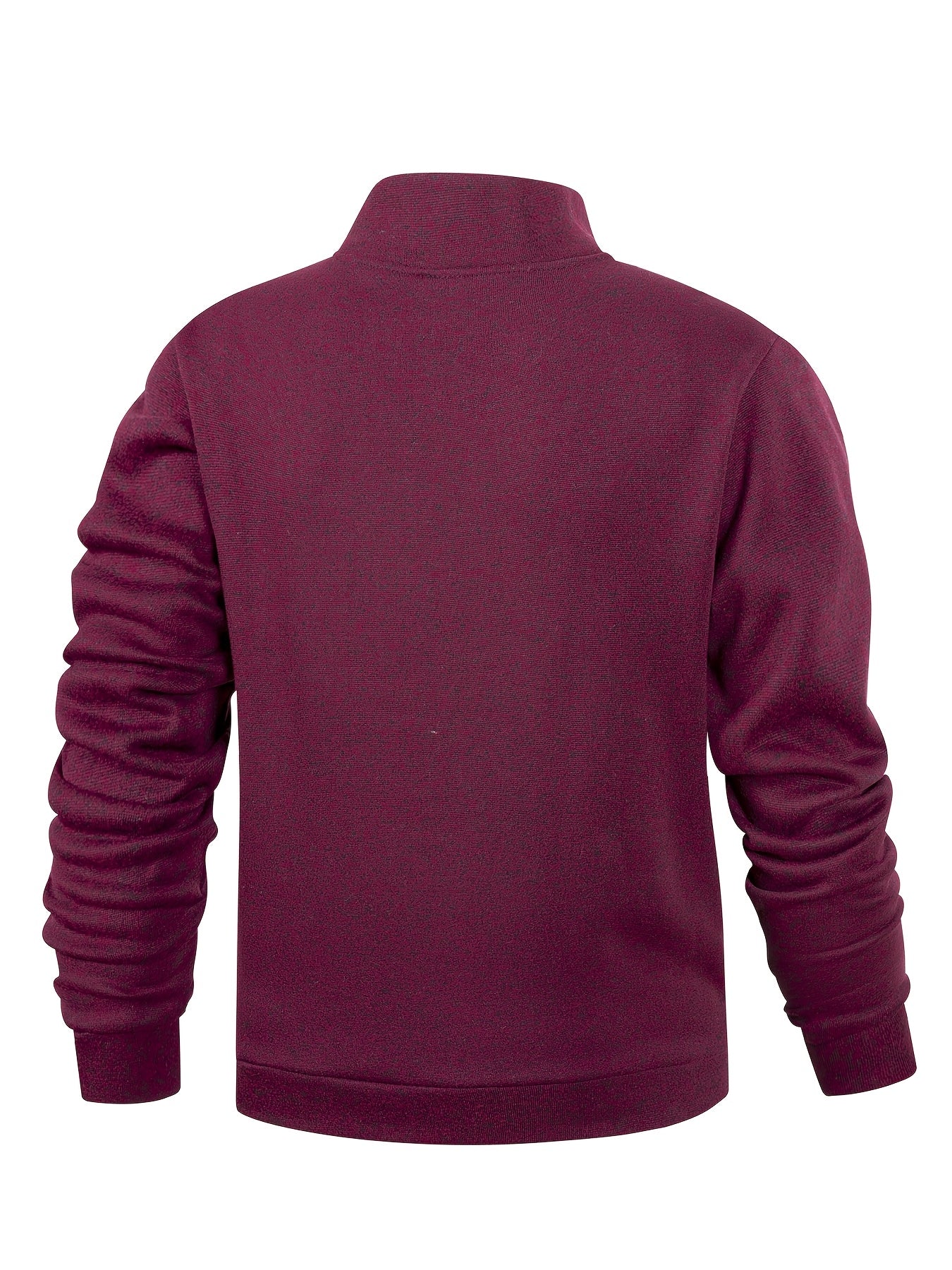 Men'S Stand Collar Zipper Jacket, Fashion Solid Color, Long Sleeve, Fleece, Soft, Casual, Polyester, with Zipper Pocket, for Daily, Sports, Fitness