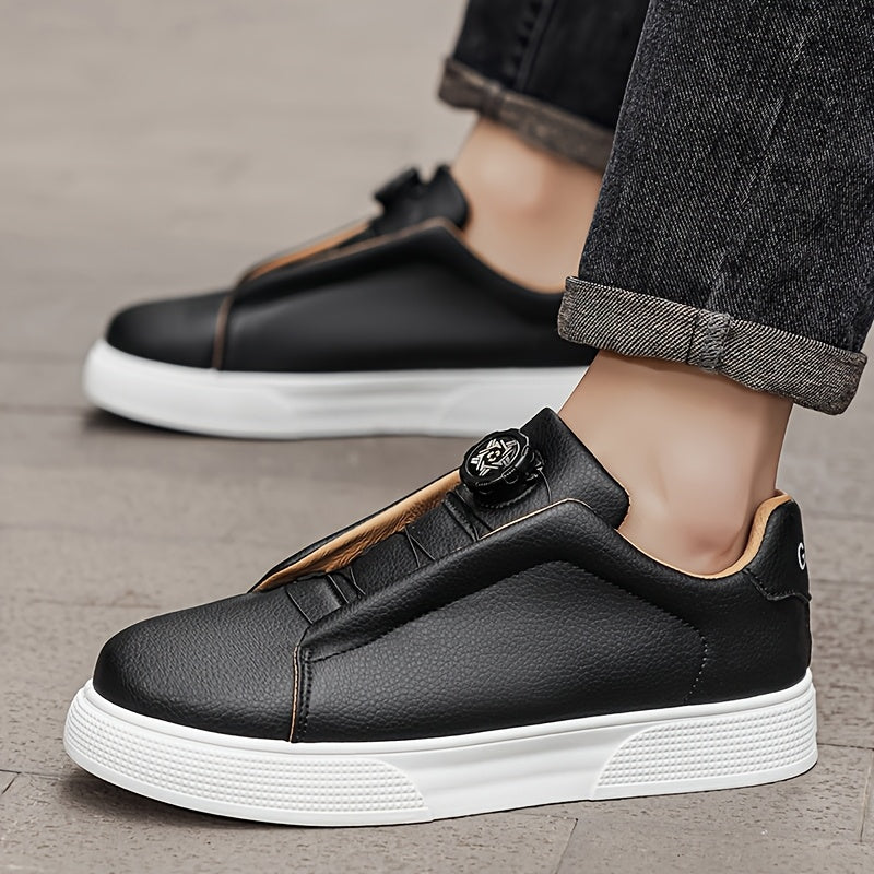 Men's Casual Skate Shoes with Durable PU Upper & PVC Sole