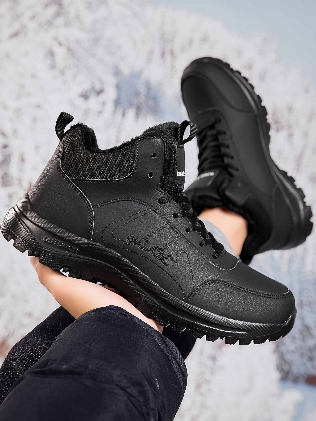 Տղամարդկանց ձմեռային բարձրակրունկ կոշիկներ - վերևի մասը, փափուկ ծածկույթ և փափուկ ներբան, չսահող MD ներբան, շագանակագույն/սև արշավային կոշիկներ ձյան, սառույցի և ցուրտ եղանակի համար - թեթև և դիմացկուն ամենօրյա ձմեռային կոշիկներ արշավների համար