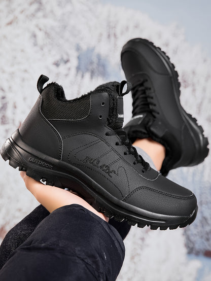 Տղամարդկանց ձմեռային բարձրակրունկ կոշիկներ - վերևի մասը, փափուկ ծածկույթ և փափուկ ներբան, չսահող MD ներբան, շագանակագույն/սև արշավային կոշիկներ ձյան, սառույցի և ցուրտ եղանակի համար - թեթև և դիմացկուն ամենօրյա ձմեռային կոշիկներ արշավների համար