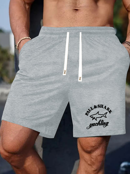 Men'S Stylish Print Shorts with Yacht Patterns, Drawstring Casual Summer Shorts.