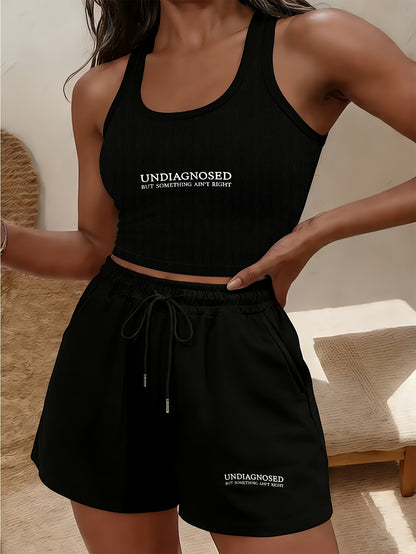 Buttery-Soft Crop Tank & Drawstring Shorts Set for Casual Comfort