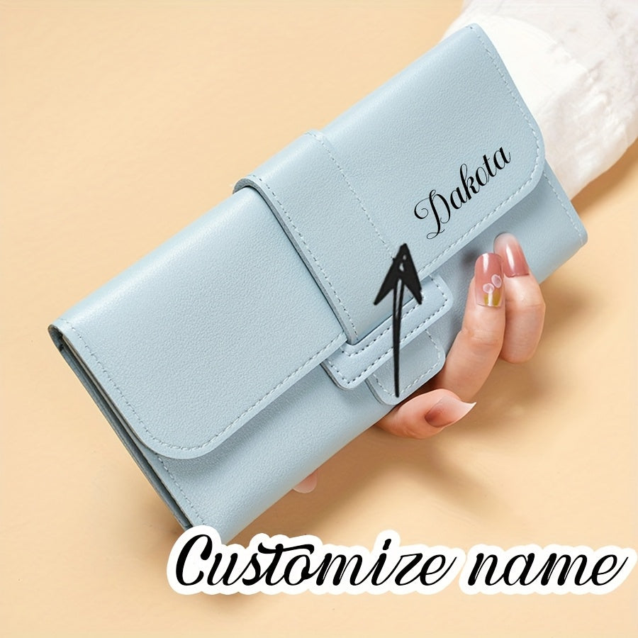 Customized Women's wallet, Women's long style, three fold flip cover, Korean version, small fresh student change pocket, multifunctional buckle wallet. Sending birthday gifts, souvenirs to girlfriends, friends