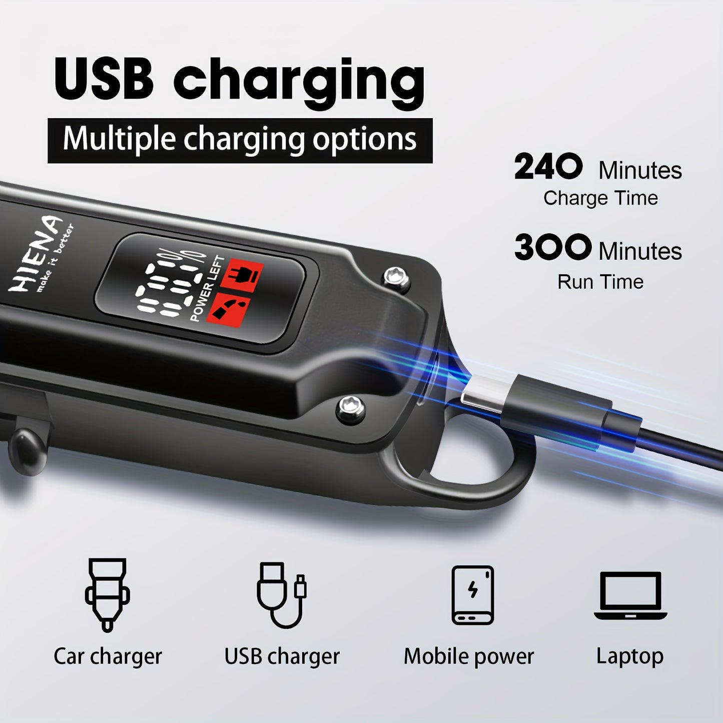 HIENA Professional Hair Clippers for Men and Women with LCD Display, USB Rechargeable, ≤36V Operating Voltage, 18650 Series Lithium Battery, Efficient and Precise Haircutting for Salon and Home Use - ayq