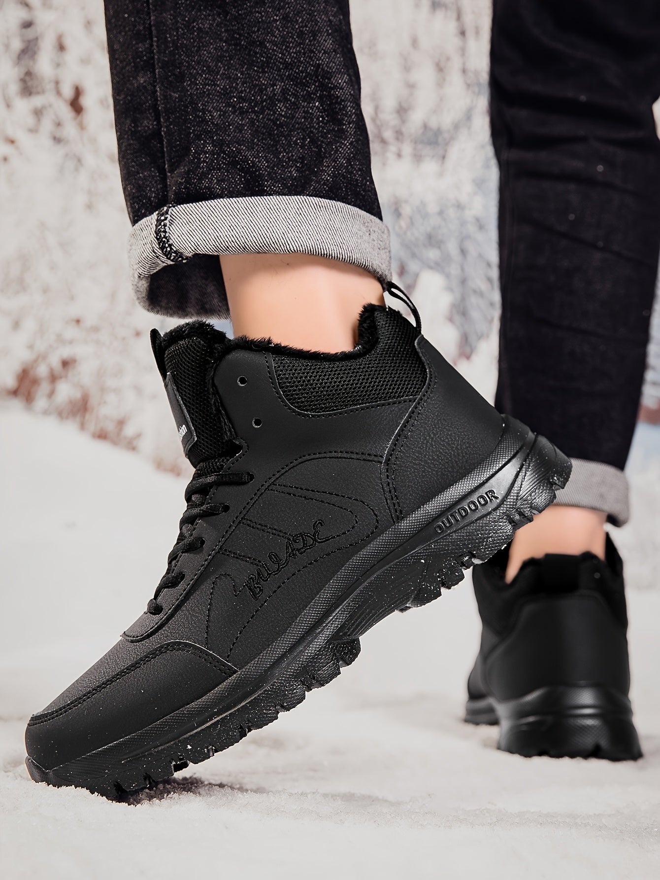 Տղամարդկանց ձմեռային բարձրակրունկ կոշիկներ - վերևի մասը, փափուկ ծածկույթ և փափուկ ներբան, չսահող MD ներբան, շագանակագույն/սև արշավային կոշիկներ ձյան, սառույցի և ցուրտ եղանակի համար - թեթև և դիմացկուն ամենօրյա ձմեռային կոշիկներ արշավների համար