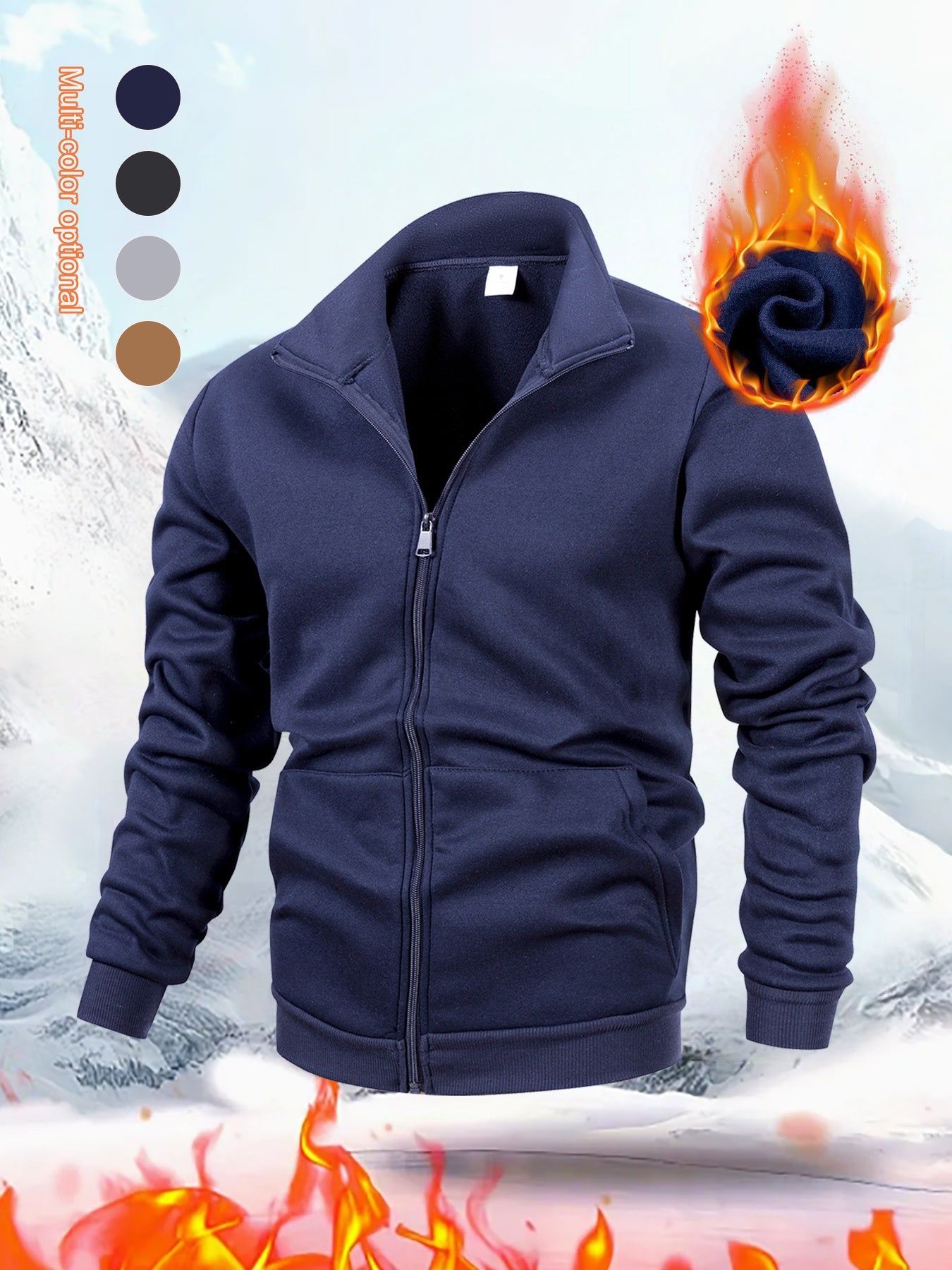 Men's Thermal Jacket - Extreme Cold Weather Zip-Up Coat with Full-Zip Exterior/Interior Layering - Lightweight Anti-Scratch Windproof Outerwear for Skiing, Camping, Hiking - Machine Washable Winter Jacket in Black/Navy/Gray/B