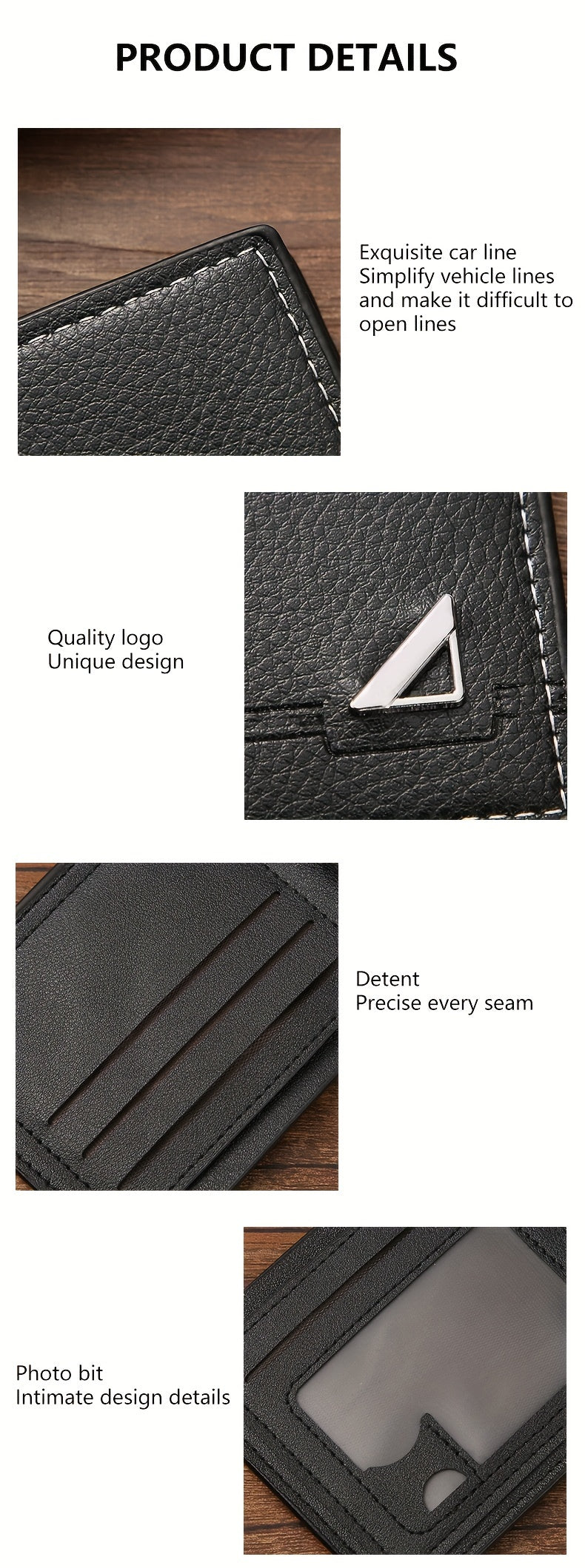 Men's Business Horizontal Short Wallet Money Clip, Fashion Large Capacity PU Leather Wallet