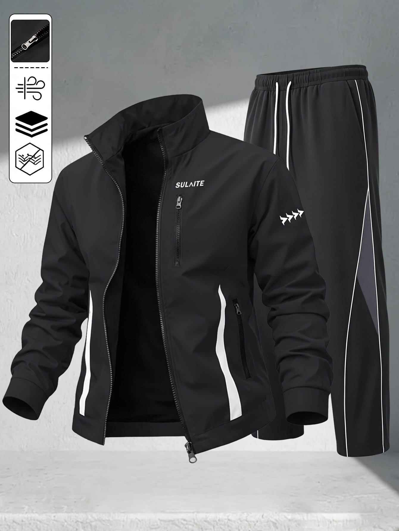 Men's Casual Polyester Athletic Tracksuit Set for Spring/Fall
