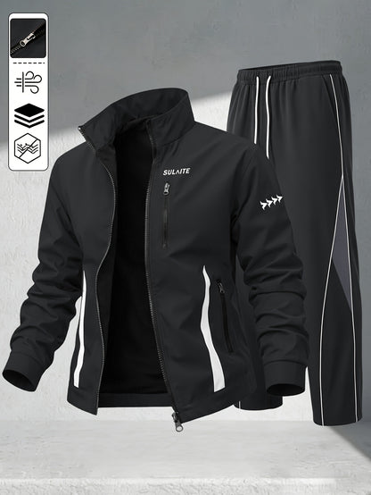 Men's Casual Polyester Athletic Tracksuit Set for Spring/Fall