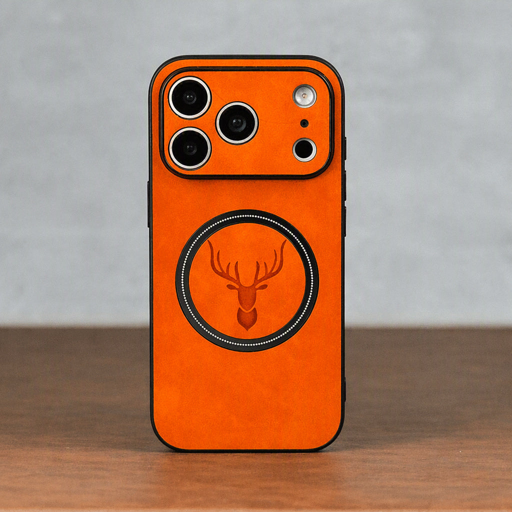 Retro Faux Leather iPhone 18 Pro Max Case with Magnetic Wireless Charg