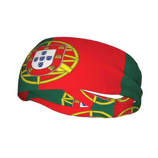 Portugal Flag Sports Headband - Polyester Geometric Design - ayq