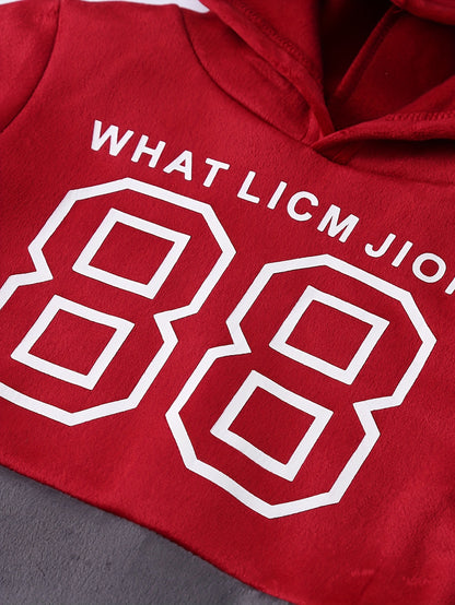 Մանկական ոճային սպորտային հագուստ, նորաձև տառերով տպագիր երկար թևքերով վերնաշապիկի տաբատների հավաքածու, տղաների աշնանային և ձմեռային հագուստ, զբոսանքի հագուստ