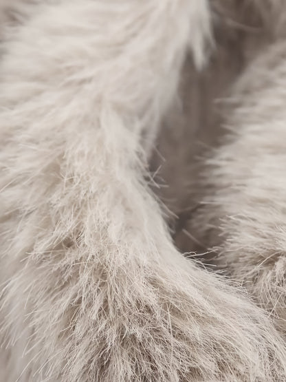 2025 New Autumn/Winter Women's Short Faux Fur Coat with Lapel, Fuzzy Short Outerwear, Casual Fashion Thickened Faux Fur Overcoat