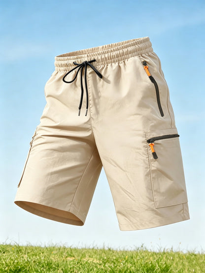 Men's Casual Loose-Fit Cargo Shorts with Elastic Drawstring Waist
