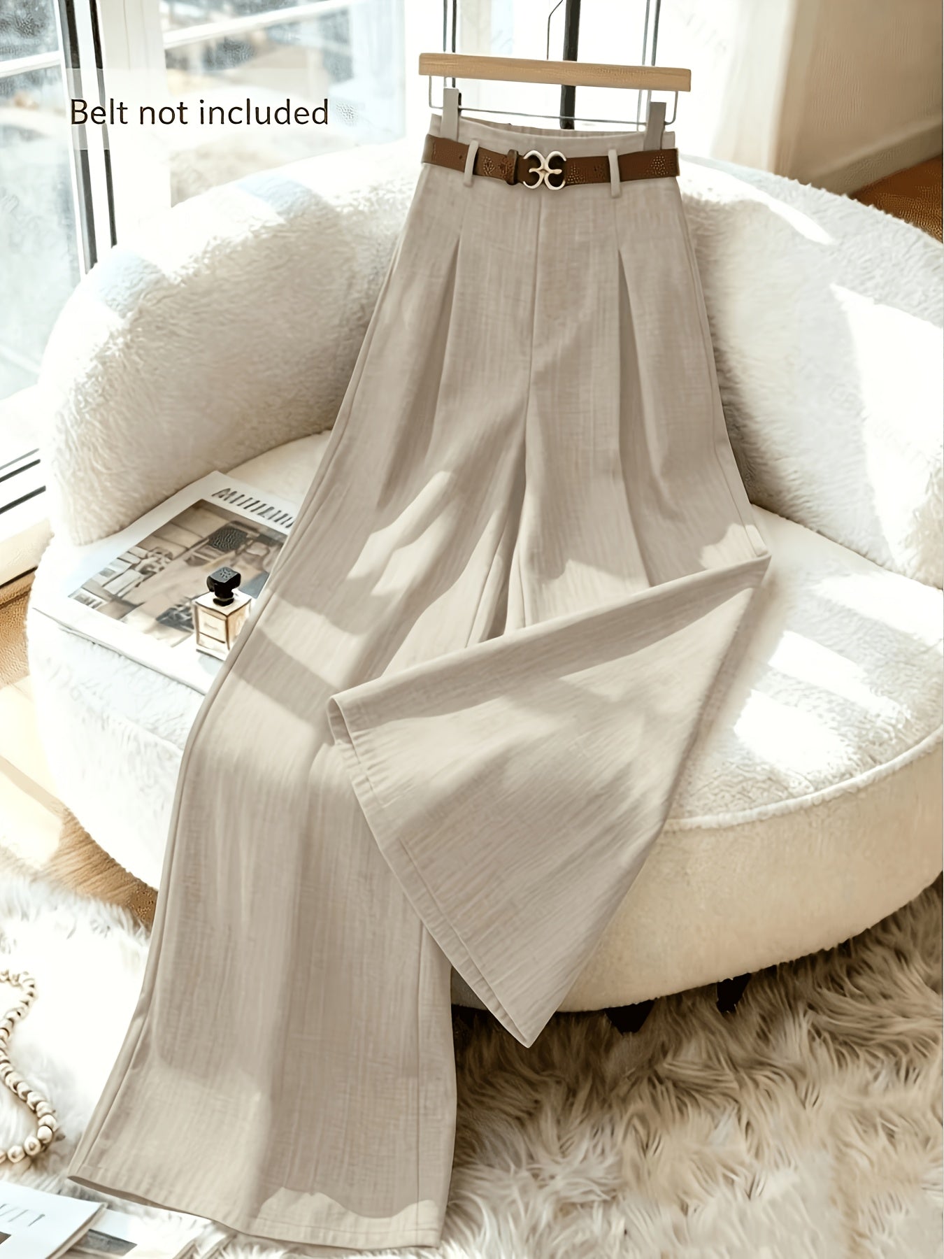 Women's High-Waisted Wide-Leg Trousers - Loose Fit Spring/Summer Pants