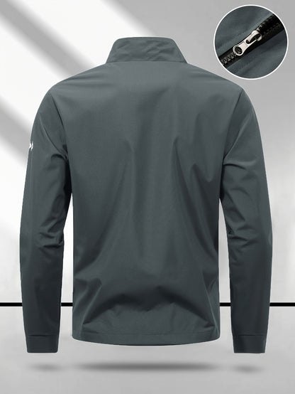 Men's Vintage Casual Bomber Jacket Stand Collar Windproof Coat