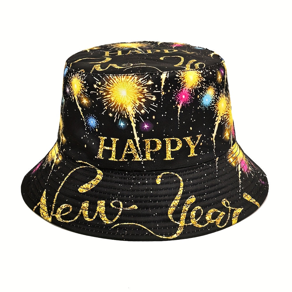 MIACAWOR Dual-Sided New Year's Bucket Hat, Lightweight & Stylish Fisherman Cap for Outdoor Parties