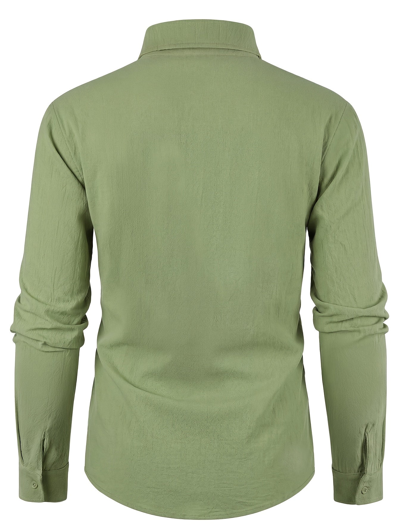 Men's Autumn Linen Button-Up Shirt Long Sleeve Casual Style