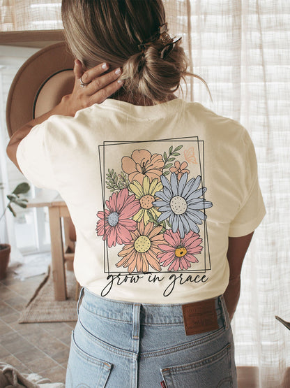 Women's Casual Cotton Graphic Crew Neck T-Shirt for Spring & Summer
