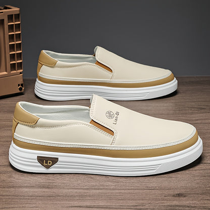 Men's Casual Slip-On Shoes - Lightweight PU, All-Season Comfort