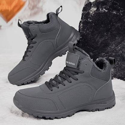 Men's Winter High-Top Footwear - Thick Insulation for Cold Protection, Comfortable Hiking and Walking Shoes