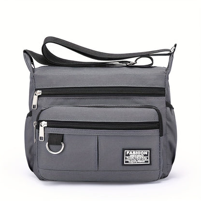 Multi-Pocket Crossbody Shoulder Bag, Casual Travel Office Messenger Bag, Durable, Multiple Compartments
