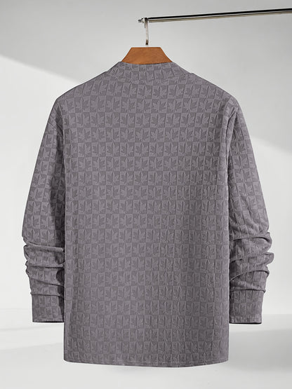 Տղամարդու երկարաթև մարզաշապիկ կիսաբարձր օձիքով, առօրյա ժակարդե հիմք վերնաշապիկի համար, աշնանային և ձմռան համար նախատեսված ոճային և բարձրորակ վերնաշապիկ