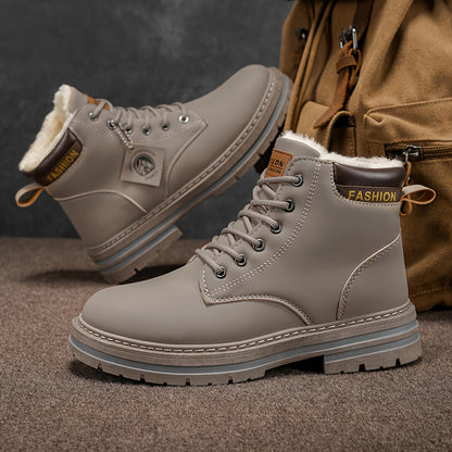 A Pair of Fashionable Men's Boots, Outdoor Warm, Sports Casual Trendy Versatile Shoes for Man