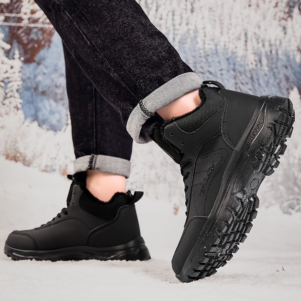 Տղամարդկանց ձմեռային բարձրակրունկ կոշիկներ - վերևի մասը, փափուկ ծածկույթ և փափուկ ներբան, չսահող MD ներբան, շագանակագույն/սև արշավային կոշիկներ ձյան, սառույցի և ցուրտ եղանակի համար - թեթև և դիմացկուն ամենօրյա ձմեռային կոշիկներ արշավների համար