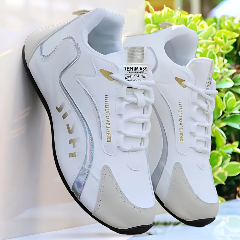 Men's Casual Comfort Training Shoes, Low-Top Lace-Up Sneakers for Walking, Outdoor Activities, and Travel - PU Upper, Fabric Lining, PVC Sole