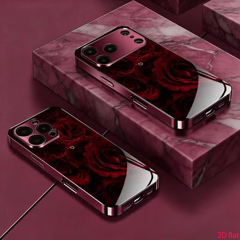 Luxury Wine Red Acrylic Phone Case for iPhone 15-18 Series