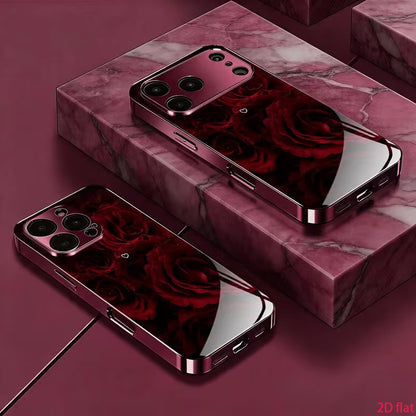 Luxury Wine Red Acrylic Phone Case for iPhone 15-18 Series