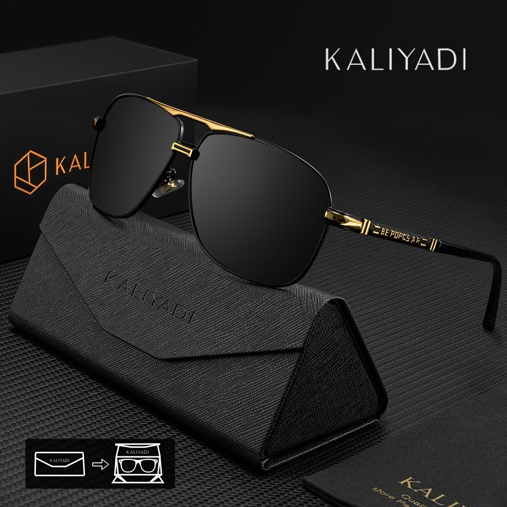 Men's Classic Polarized Sunglasses with Case - Casual Metal Frame