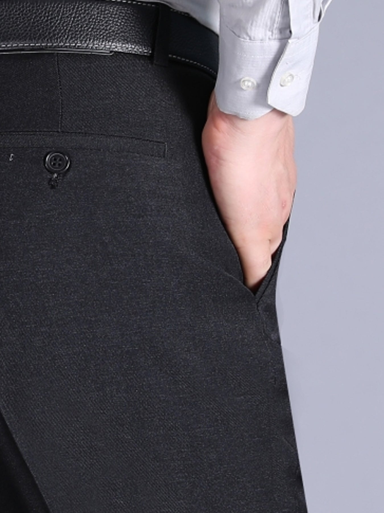 Men'S Casual Spring/Fall Polyester Solid Color Regular Fit Pants with Pocket