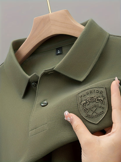 Men's Summer Casual Polo Shirt with Embroidered Lapel