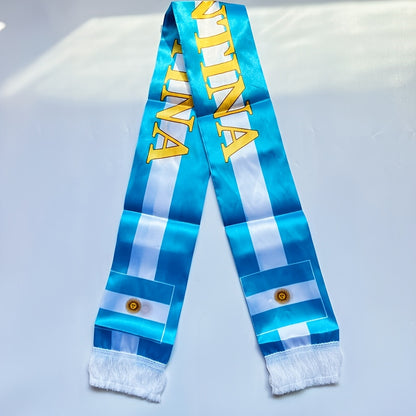 Argentina Tassel Scarf Flag Double-Sided Satin 14x135cm
