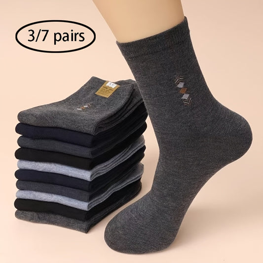 3/7 Pairs of Men's Wear-resistant Work Four Seasons Work Site Anti-odor Sweat-absorbing Mid-calf Socks