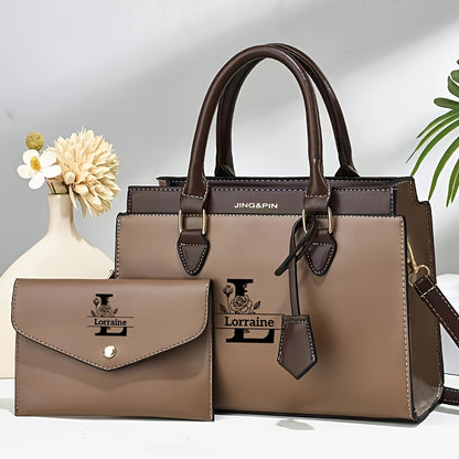 Elegant Black Women's Shoulder Bag Set with Custom Logo