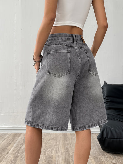 Women’s Casual Wide-Leg Denim Bermuda Shorts for Spring/Summer