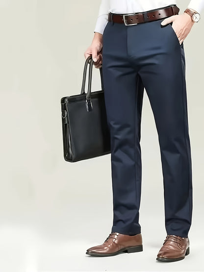 New Casual Formal Pants for Men in Four Seasons, Featuring a Business Style with Trendy Long Trousers. Fashionable And Versatile Men'S Elastic Dress Pants with a Comfortable Classic Design for Casual Wear.