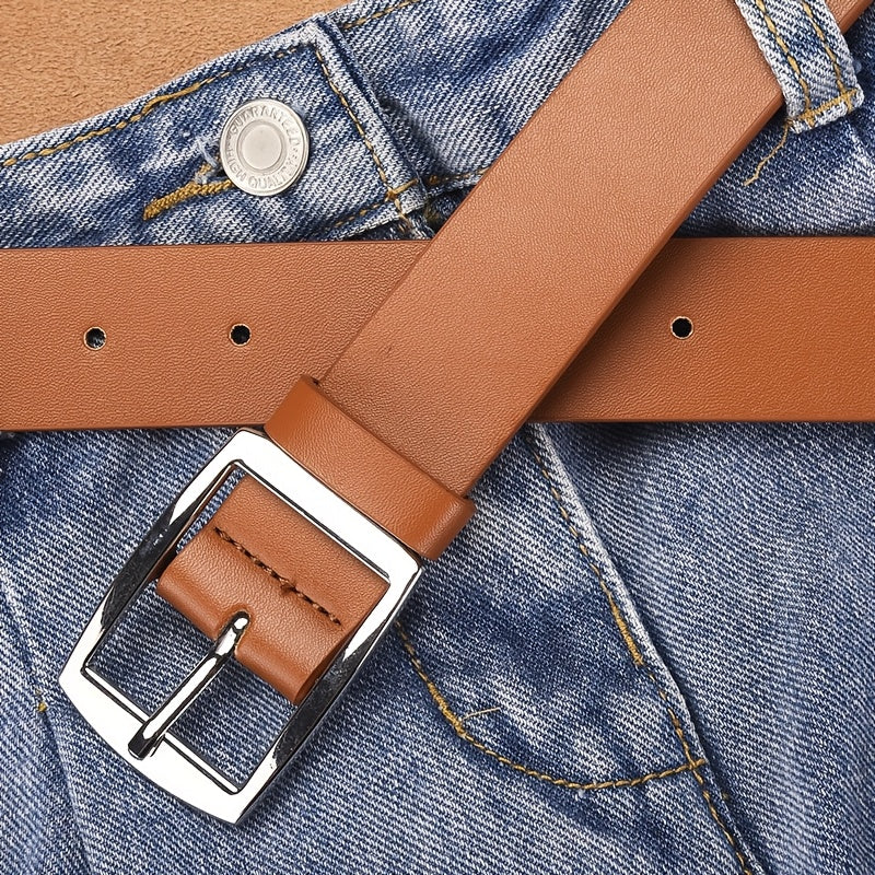 CKIRUV Men'S Elegant Faux Leather Belt with Alloy Buckle, Fashionable Business Casual Accessory, Ideal Valentine's/Mardi Gras/Campus Gift, Black