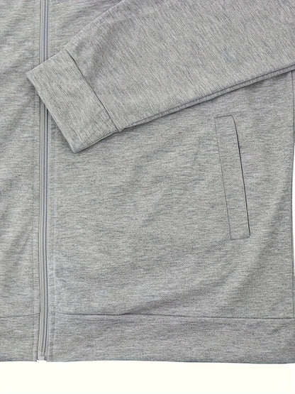 Men's Lightweight Stand Collar Jacket - Olive Green Softshell Zipper Jacket with Pockets, Regular Fit for Spring/Fall Hiking & Casual Outdoor Wear, Hiking Accessories