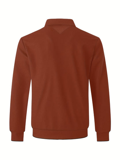 Men's Plain Waffle Zipper Jacket Casual Daily Fashion